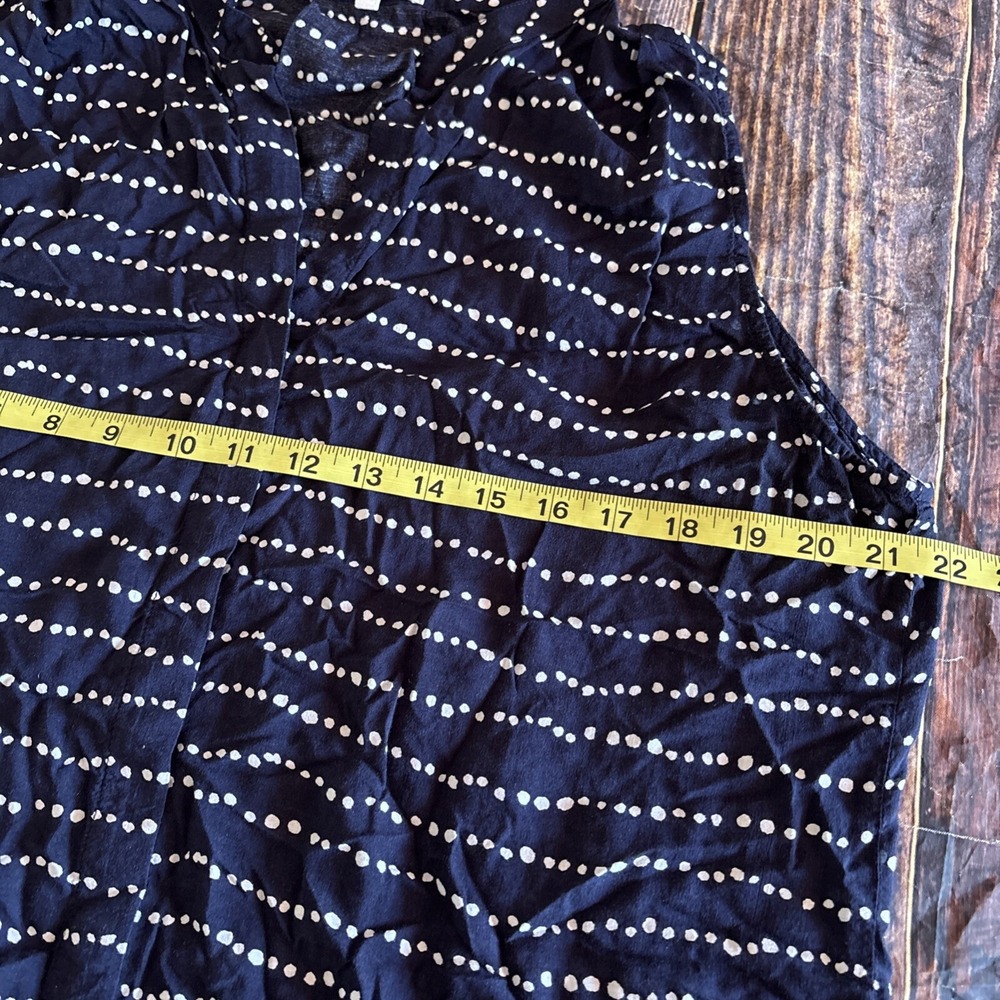 Bella Dahl Women Navy Blue Polka Dot Sleeveless Blouse L - Picture 3 of 6